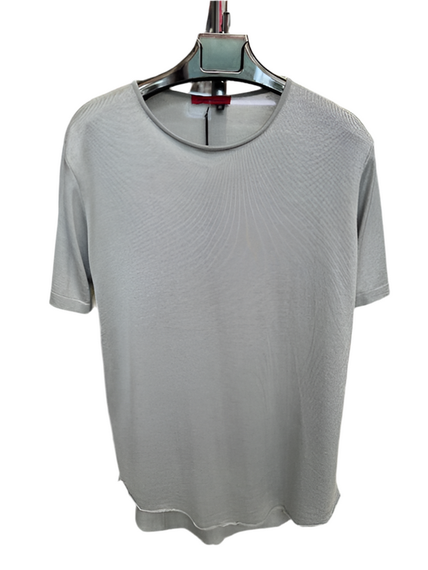 Eli Light Grey Mesh fabric T-shirt With Scoop