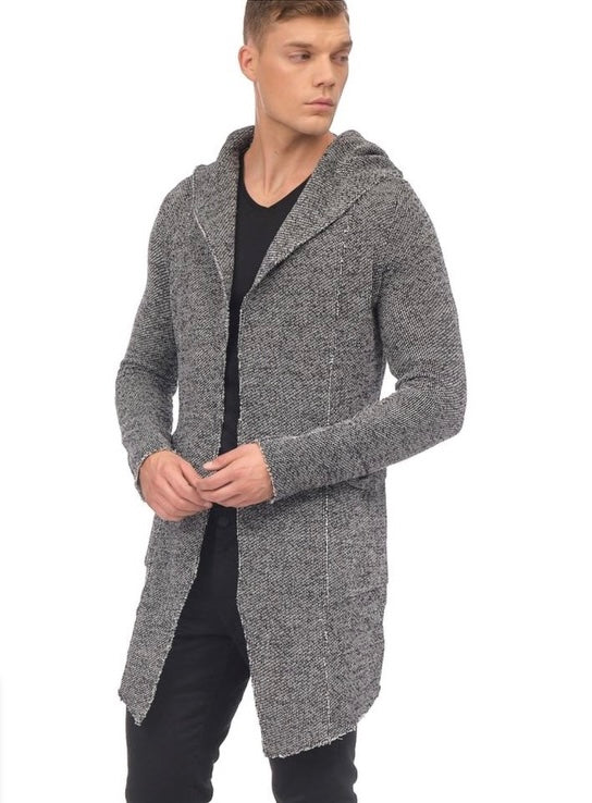 Grey Fashion Light Weight Cardigan With Hood