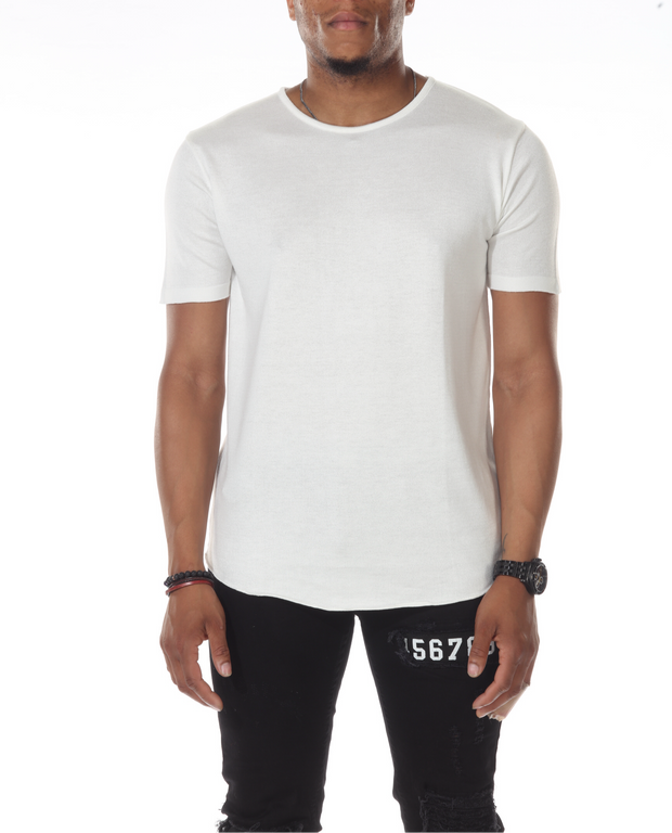 Eli White Mesh fabric T-shirt With Scoop on waist