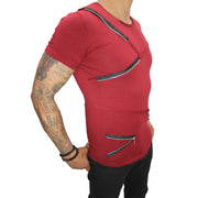 "Albert" Red Tee with fashion Zip Detail
