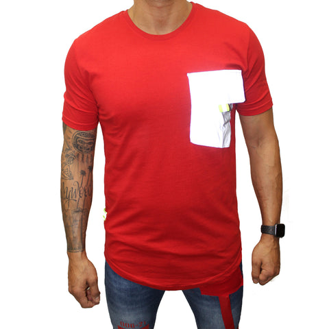Alek Red Fashion T shirt With Night Reflector Pocket