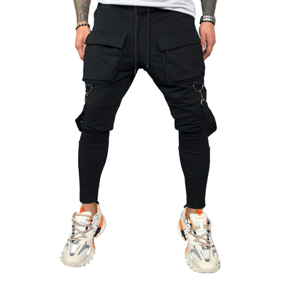 "Alessandro" Black Fashion Jogger With Removable Suspenders 