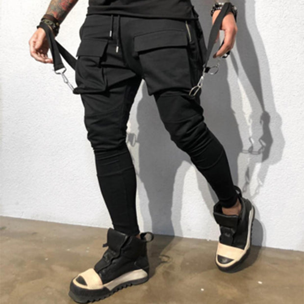 "Alessandro" Black Fashion Jogger With Removable Suspenders 