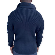 "Alvin" Black Men's Heavy Wool Quarter Zip Sweater