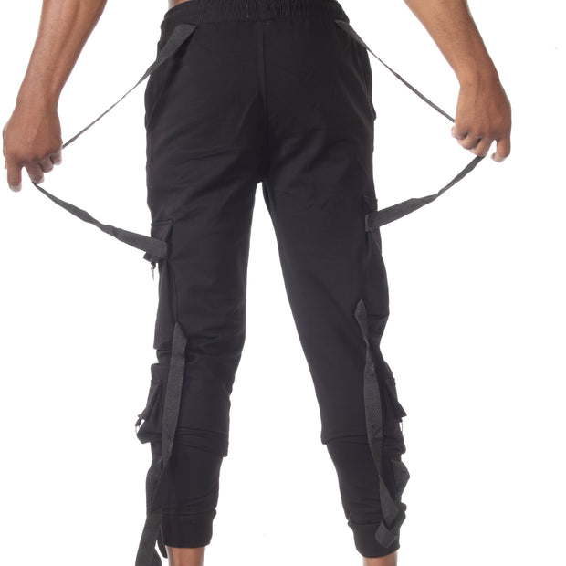 [Arlo] Men's Fashion Black Joggers with Straps