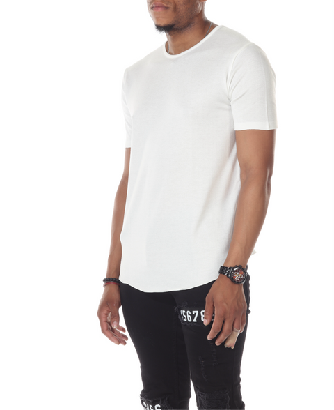 Eli White Mesh fabric T-shirt With Scoop on waist