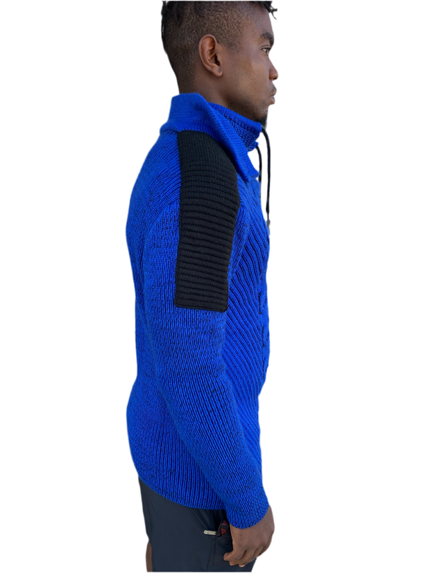 “Cooper” Royal Blue Men's Wool Quarter Zip Sweater