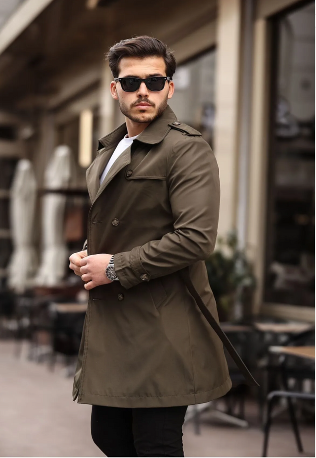 [Chicago]-Cocoa Double Breasted Water Repellent Trench Coat