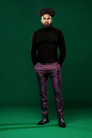 PLAID SLIM FIT CHINO PANTS