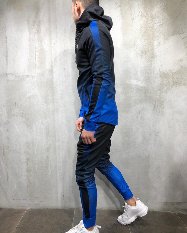 Two Piece Royal Blue Tide wash Tracksuit Set (2pcs)