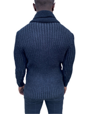 [Michael] Black Wool Quarter Zip Sweater