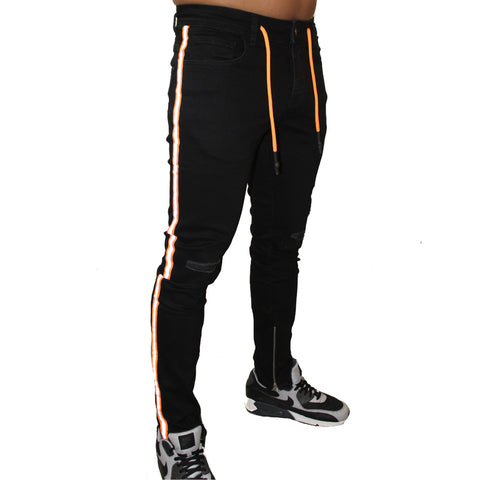 Black Fashion Jogger with Reflective Stripe