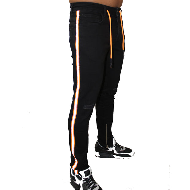 Black Fashion Jogger with Reflective Stripe