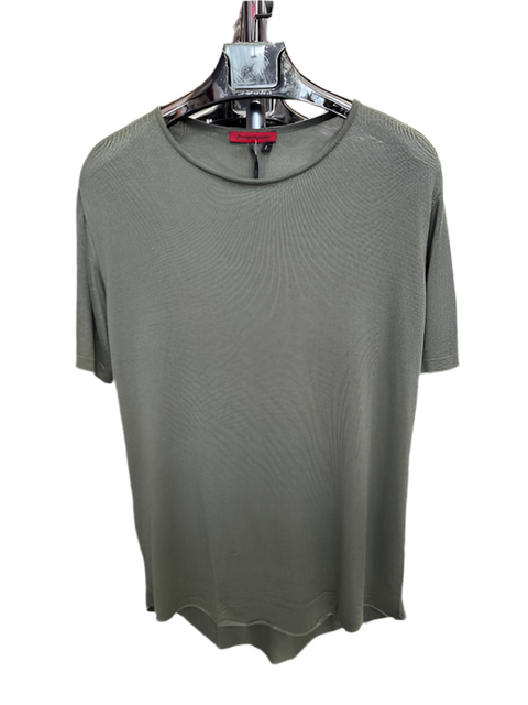 Eli Olive Mesh fabric T-shirt With Scoop