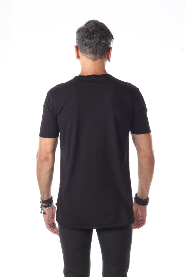 Laser Cut Black Fashion Tshirt With overlay