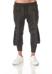 Enmat Olive Fashion Joggers with Zip Detailing on leg and Removable suspenders