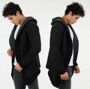 [Tommy] Black with Grey Men's Overlap Sweater Cardigan