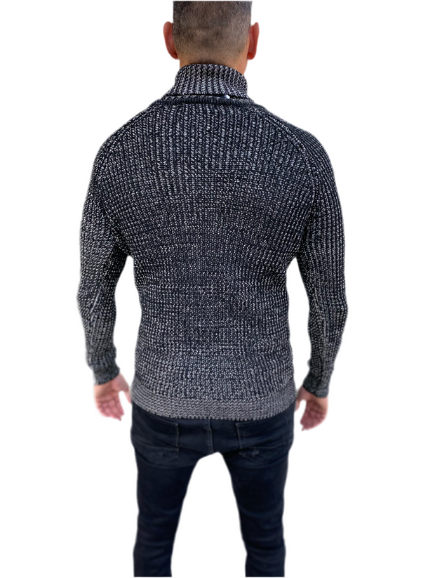 [James] Black With white Knitted Turtle Neck