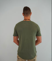 Eli Olive Mesh fabric T-shirt With Scoop