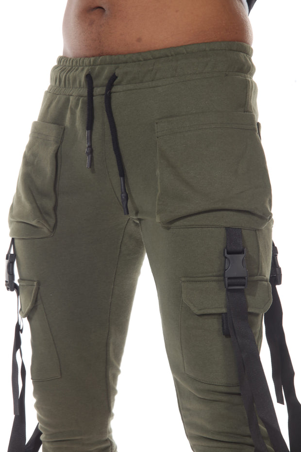 Milo Olive Fashion Jogger with Removable Suspenders