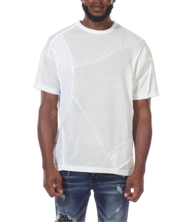 Tonic White Tee With piping details on Front and Back And Side Texture Detail