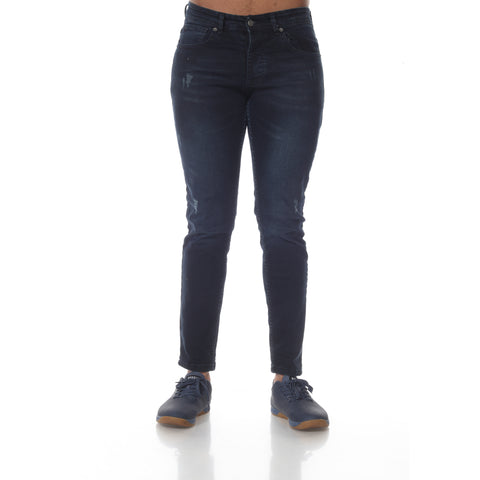Navy Blue Washed Jeans With light Distress