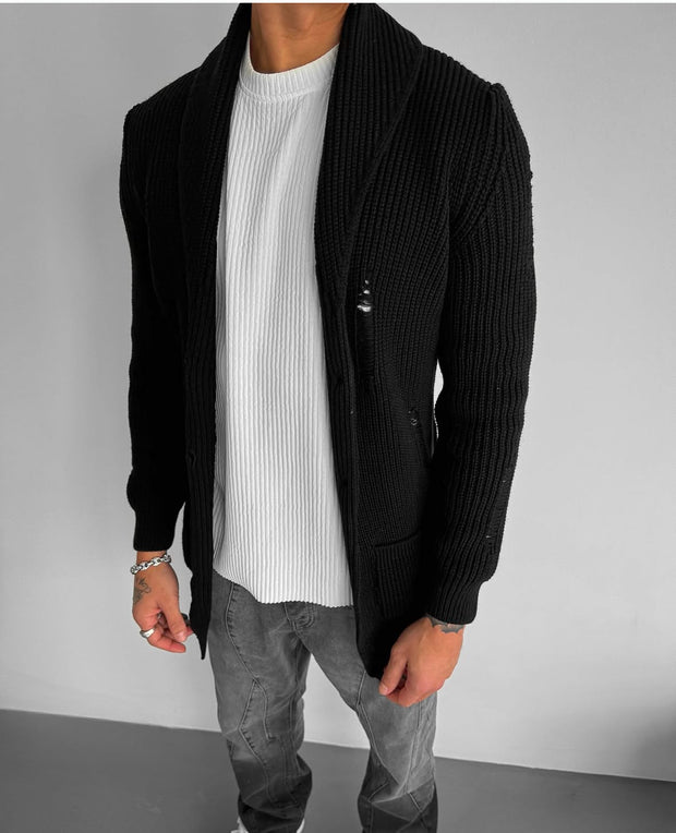 Black Distressed Cardigan