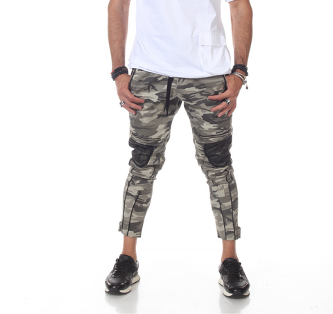 [Arlo] Camo Fashion Joggers With Black Fishnet Pocket Detail