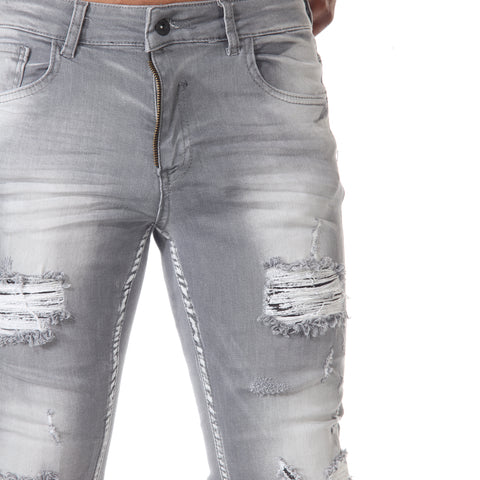 Light Grey Washed Fashion Distress Jeans