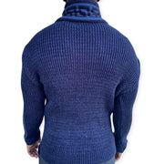 [Drake] Blue Shawl Collar Sweater