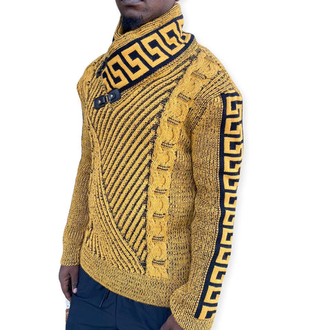 [Drake] Yellow Shawl Collar Pull Over Sweater