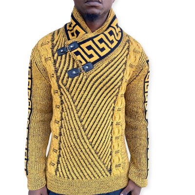 [Drake] Yellow Shawl Collar Pull Over Sweater