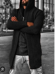 "Luca" Black Fashion Sweater Cardigan With Hood