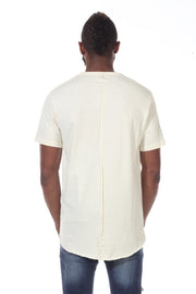 Light Yellow Extended Tshirt With Detail Piping on Front and Middle of Back