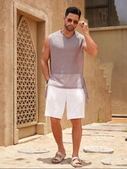 Loose Fit Burning Man Sleeveless Tshirt With Slit on Side