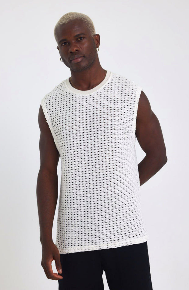 Mykonos Oversize White Sleeveless Tshirt