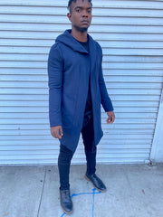 Navy Fashion Cardigan With Hood