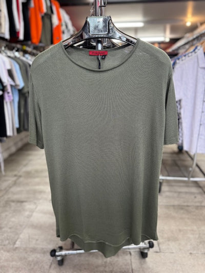 Eli Olive Mesh fabric T-shirt With Scoop