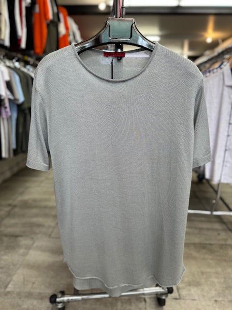 Eli Light Grey Mesh fabric T-shirt With Scoop