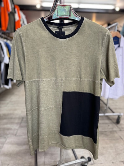 Washed Olive T-shirt With Black Patch