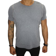 Light Grey Fashion Tee with Zip Details on Both Shoulders