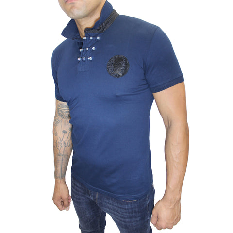 Merriam Navy Polo With Skill Patch and Details
