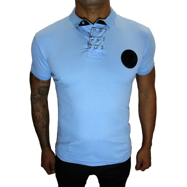 Merriam Sky Blue Polo With Skill Patch and Details