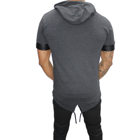 "Oliver" Charcoal Grey Tee with Hood and Zip Detail