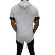 "Oliver" Light Grey Tee with Hood and Zip Detail