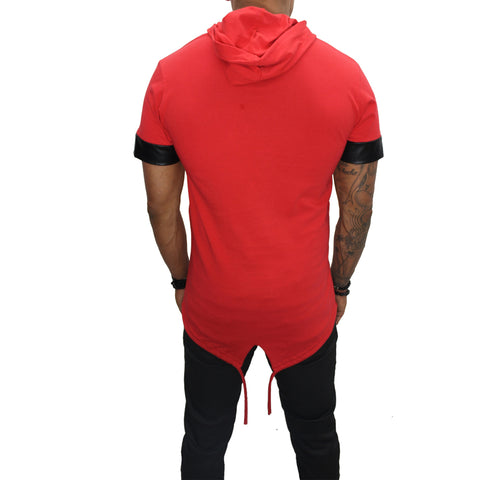 "Oliver" Red Tee with Hood and Zip Detail