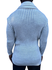 "Michael" White Wool Quarter Zip Sweater