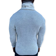"Dennis" White Men's Shawl Collar Pull over Wool Sweater