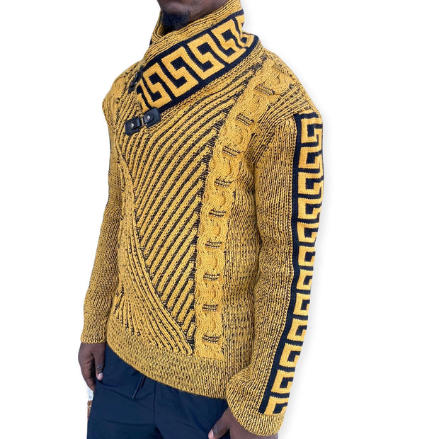 "Stephan" Yellow Men's Wool Shawl Collar Sweater