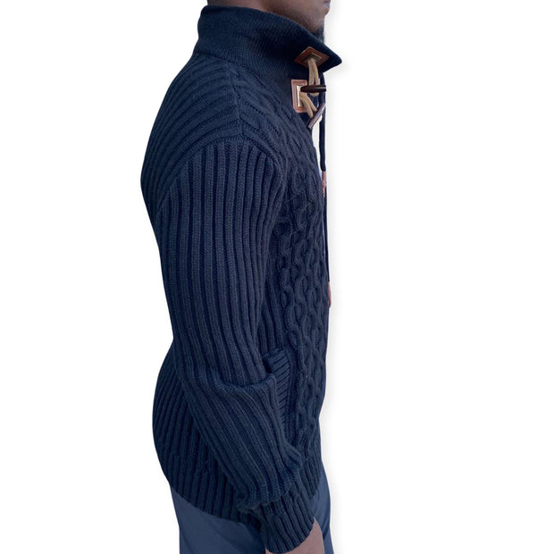 [Jordan] Black Men's Quarter Zip Wool Sweater